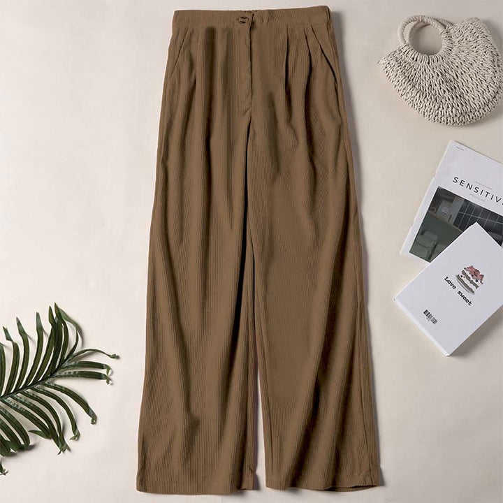 Buddha Stones Lässige Cordhose mit geradem Bein und Taschen für Damen - Dunkle Goldrute - US14， UK/AU18，EU46 (2XL) - image 0