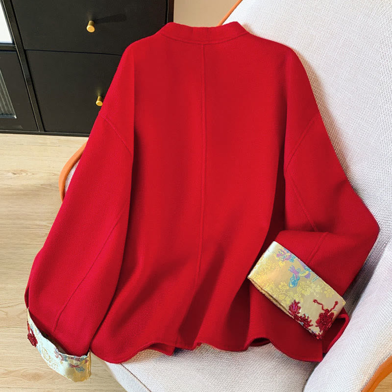 Buddha Stones Winter Stickerei Knöpfe Design Langarm Damen Baumwolljacke mit Taschen - image 2