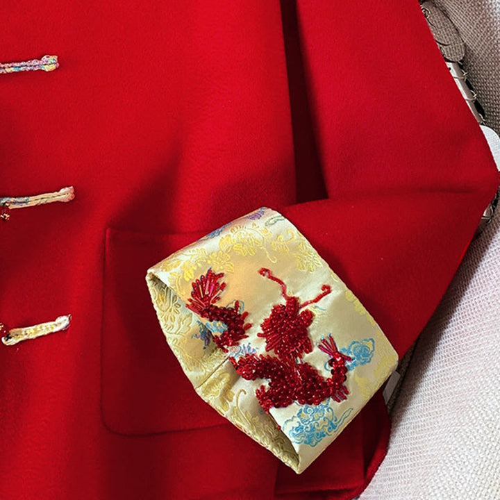 Buddha Stones Winter Stickerei Knöpfe Design Langarm Damen Baumwolljacke mit Taschen - image 9