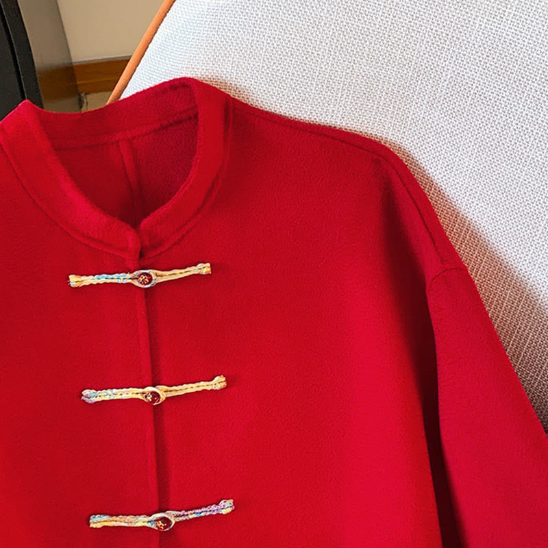 Buddha Stones Winter Stickerei Knöpfe Design Langarm Damen Baumwolljacke mit Taschen - image 4