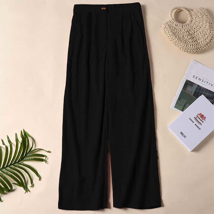 Buddha Stones Lässige Cordhose mit geradem Bein und Taschen für Damen - Schwarz - US14, UK/AU18, EU46 (2XL) - image 6
