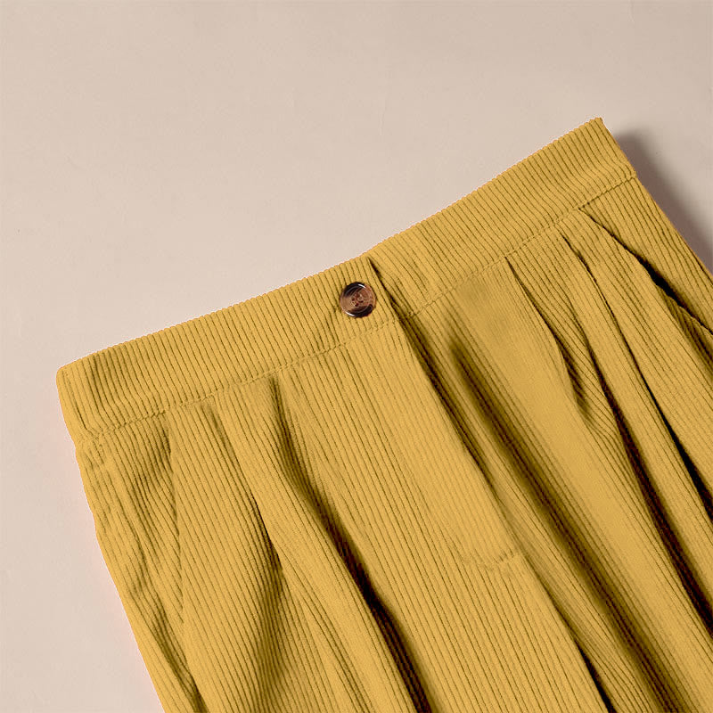 Buddha Stones Lässige Cordhose mit geradem Bein und Taschen für Damen - image 26