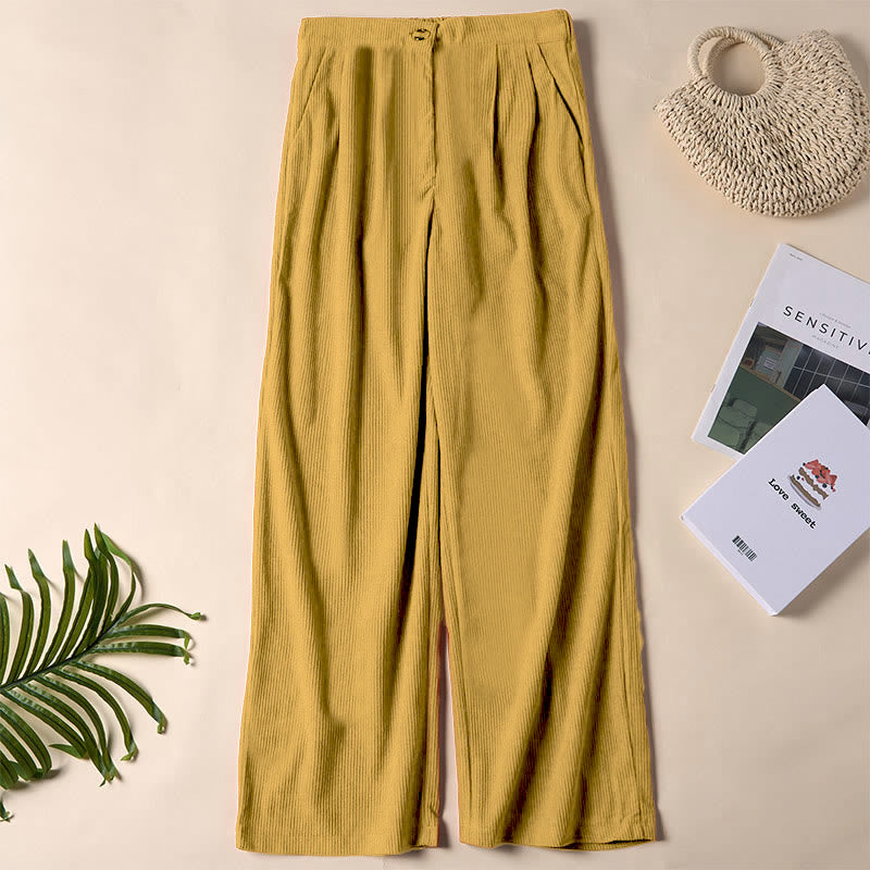 Buddha Stones Lässige Cordhose mit geradem Bein und Taschen für Damen - Goldrute - US14, UK/AU18, EU46 (2XL) - image 14