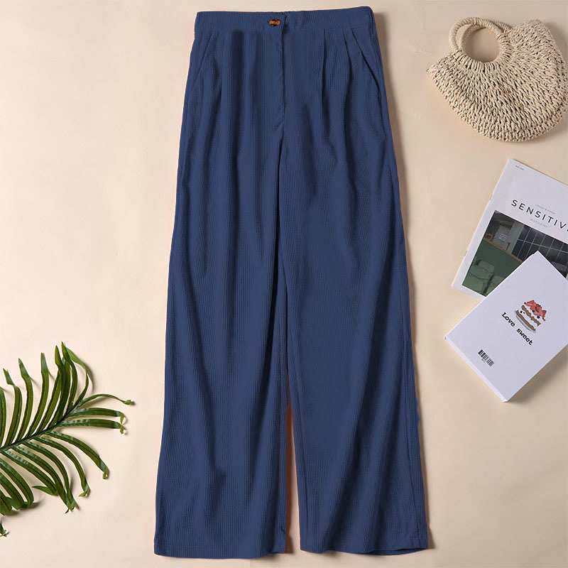 Buddha Stones Lässige Cordhose mit geradem Bein und Taschen für Damen - Marine - US14， UK/AU18，EU46 (2XL) - image 27