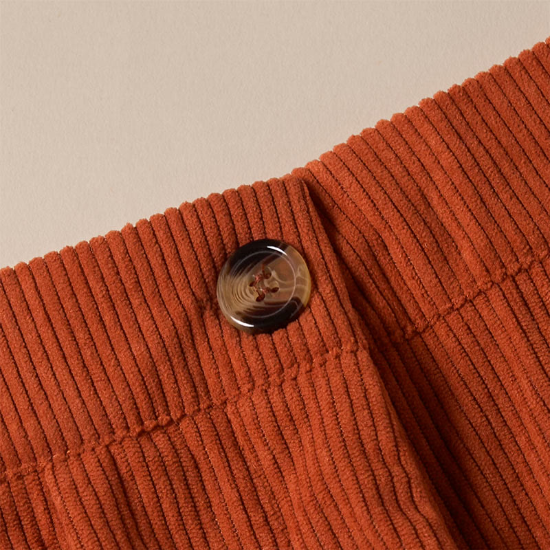 Buddha Stones Lässige Cordhose mit geradem Bein und Taschen für Damen - image 32