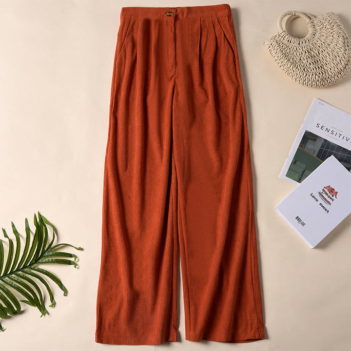 Buddha Stones Lässige Cordhose mit geradem Bein und Taschen für Damen - Schokolade - US14， UK/AU18，EU46 (2XL) - image 34