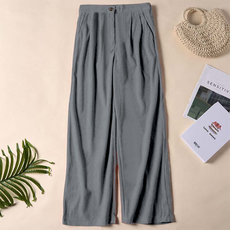 Buddha Stones Lässige Cordhose mit geradem Bein und Taschen für Damen - Grau - US14, UK/AU18, EU46 (2XL) - image 34