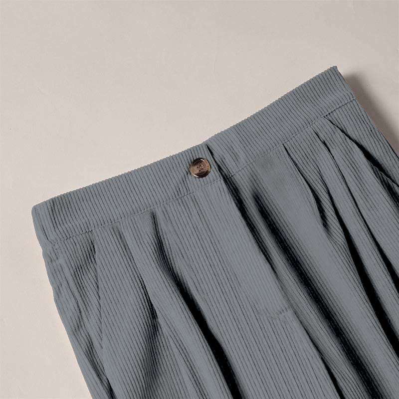 Buddha Stones Lässige Cordhose mit geradem Bein und Taschen für Damen - image 37