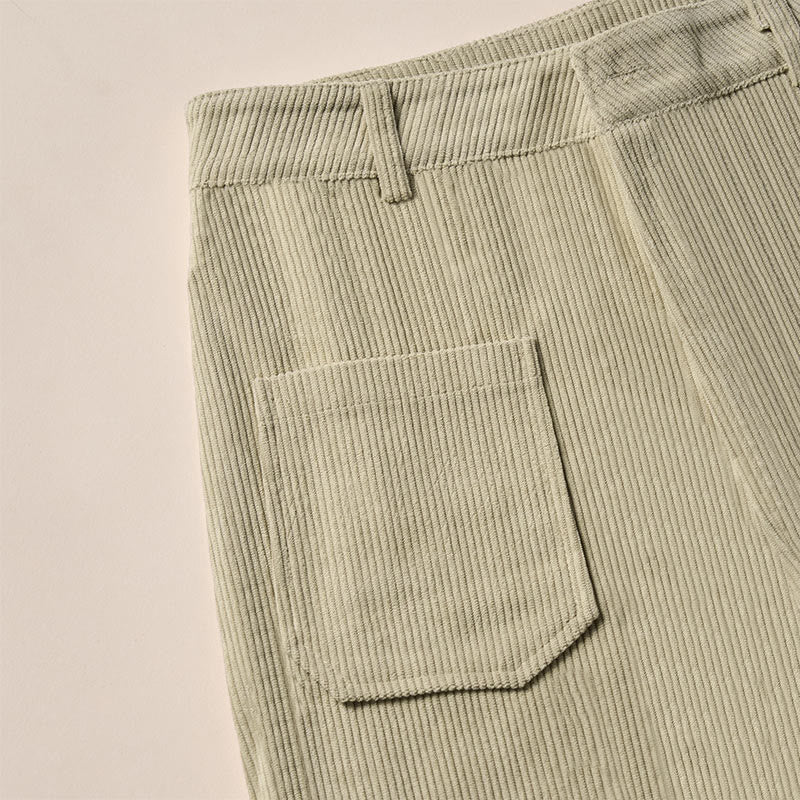 Buddha Stones Damenhose aus schlichtem Cord-Polyester mit weitem Bein und Knöpfen und Taschen - image 11