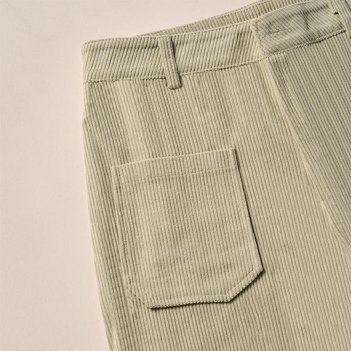 Buddha Stones Damenhose aus schlichtem Cord-Polyester mit weitem Bein und Knöpfen und Taschen - image 11