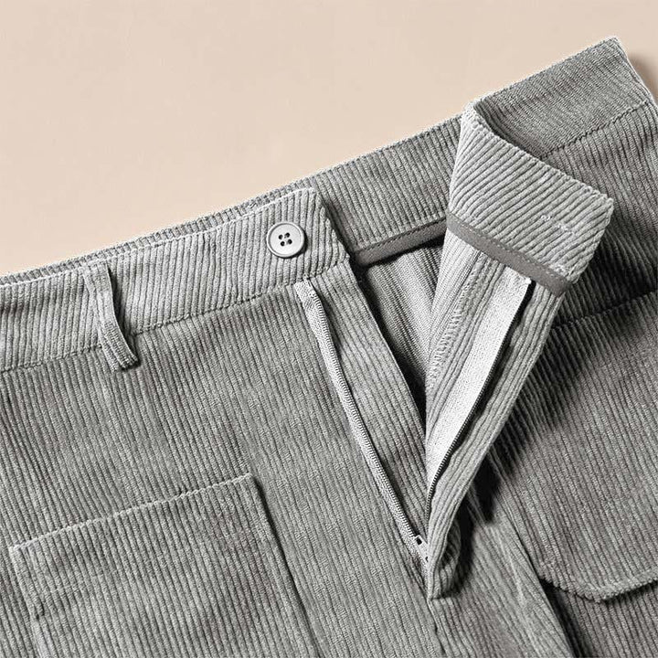 Buddha Stones Damenhose aus schlichtem Cord-Polyester mit weitem Bein und Knöpfen und Taschen - image 17