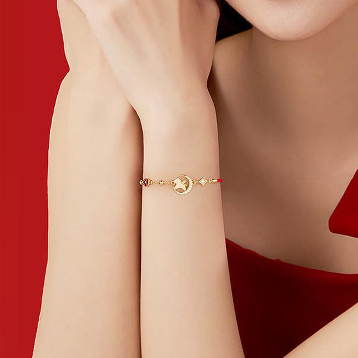 Buddha Stones, Hetian-Jade, Jahr des Pferdes, 925er Sterlingsilber, Zirkonia, rotes Seilarmband - image 4