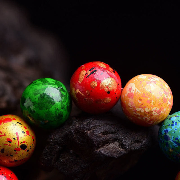 Buddha Stones Mehrfarbiges Lackhandwerk Sandelholz Einzelwickelperlen-Schutzarmband - image 3