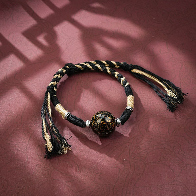 Buddha Stones ​​Lackperlen-Armband, mehrfarbig geflochten - Schwarz - image 8