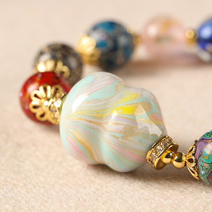 Buddha Stones, buntes Liuli-Glas, Sandelholz, Kürbisperlen, Lackarmband - image 13