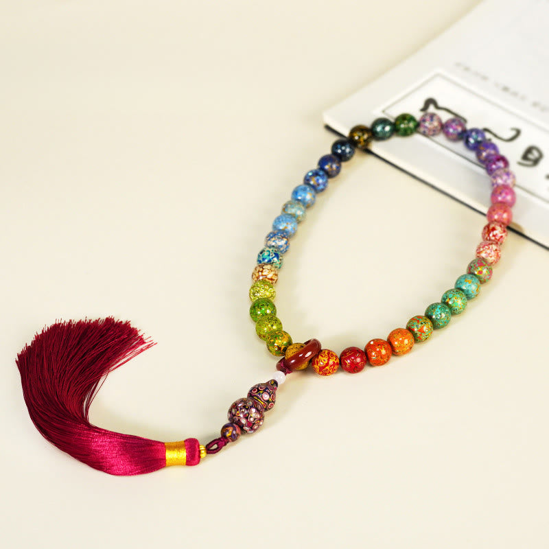 Buddha Stones Lack-Handwerk, Kürbisperlenquaste, Segensarmband - Ebenholz (Handgelenkumfang: 15-18 cm) - image 1