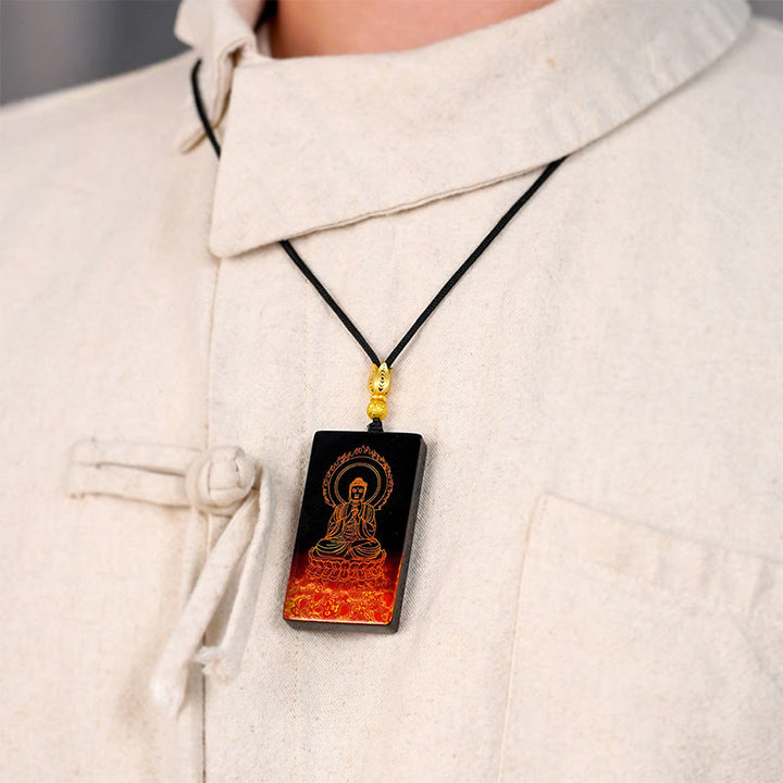 Buddha Stones, chinesisches Tierkreiszeichen, Buddha Fu-Zeichen, Lackkunst, Sandelholz-Anhänger-Halskette - image 27