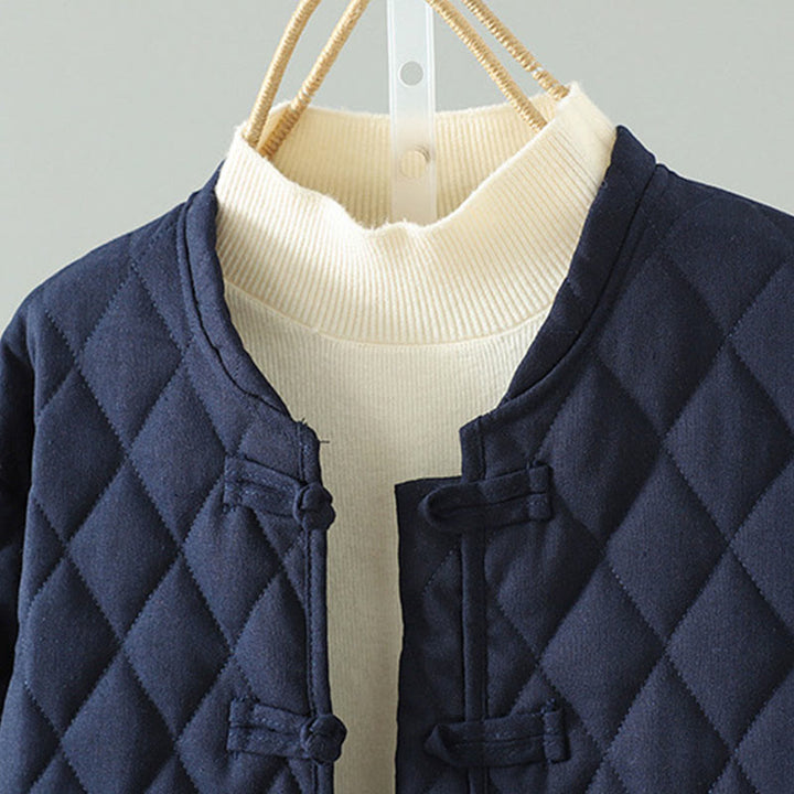 Buddha Stones Ethno-Patchwork-Damenjacke aus dicker Baumwolle mit langen Ärmeln und Taschen - image 7