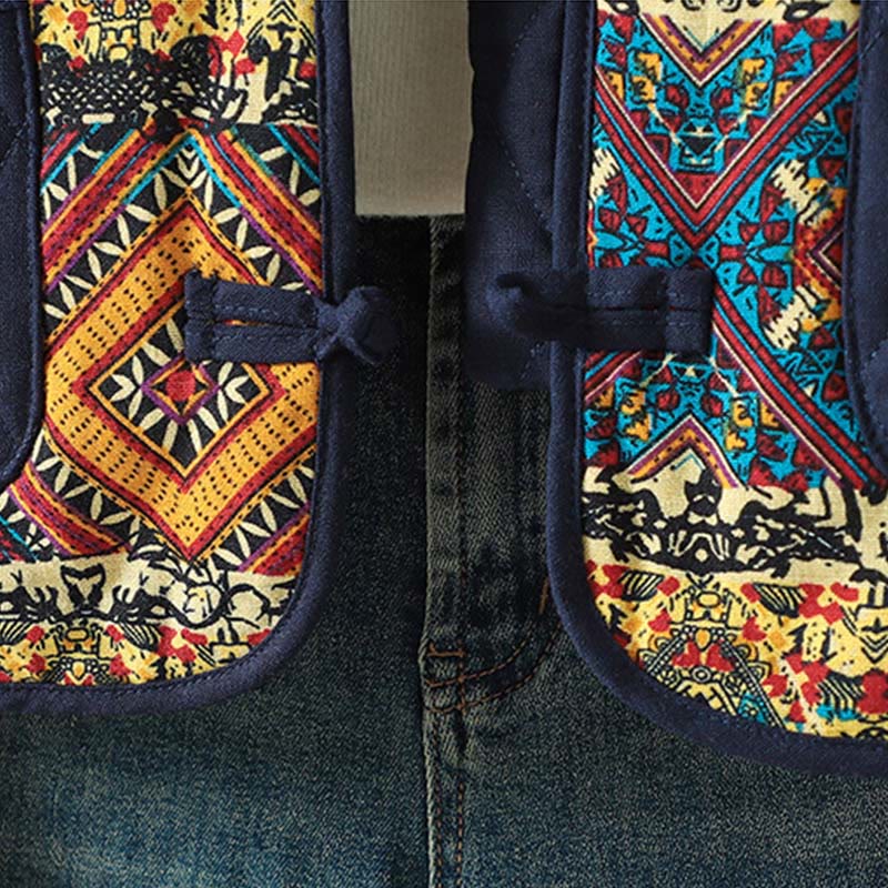 Buddha Stones Ethno-Patchwork-Damenjacke aus dicker Baumwolle mit langen Ärmeln und Taschen - image 15