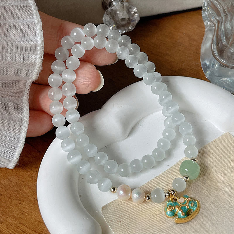 Buddha Stones ​​Jahr des Pferdes Chrysoberyll-Glasperlen-Armband Frieden Liebe Doppellagig - Chrysoberyll (Handgelenkumfang 14-17 cm) - image 0