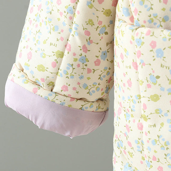 Damen-Baumwolljacke mit langen Ärmeln, dicker Verarbeitung, Taschen und Buddha Stones -Knopfdesign, floralem Muster - image 8