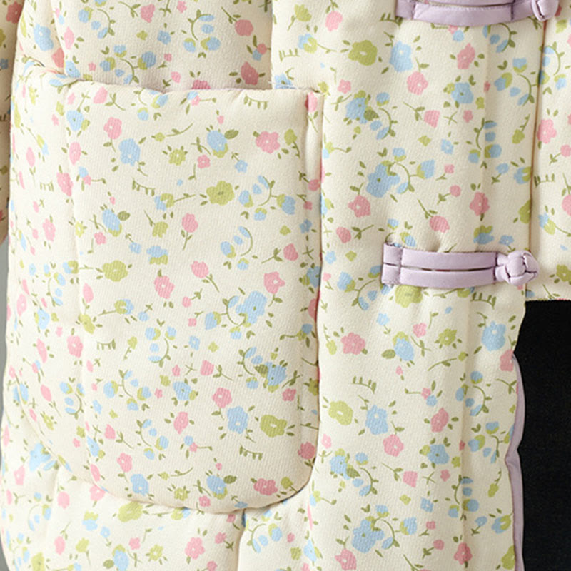 Damen-Baumwolljacke mit langen Ärmeln, dicker Verarbeitung, Taschen und Buddha Stones -Knopfdesign, floralem Muster - image 6