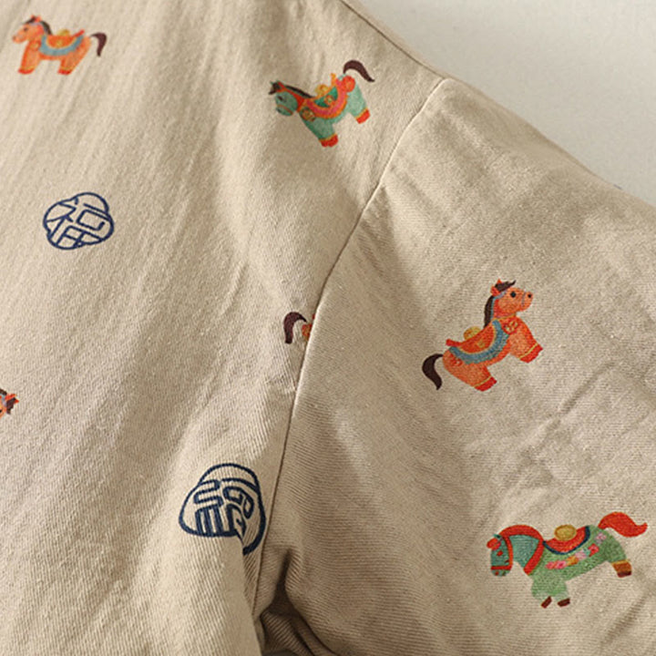 Damen-Baumwolljacke mit langen Ärmeln, dicker Verarbeitung, Buddha Stones -Pferd-Fu-Motiv, Froschknopf-Design - image 11