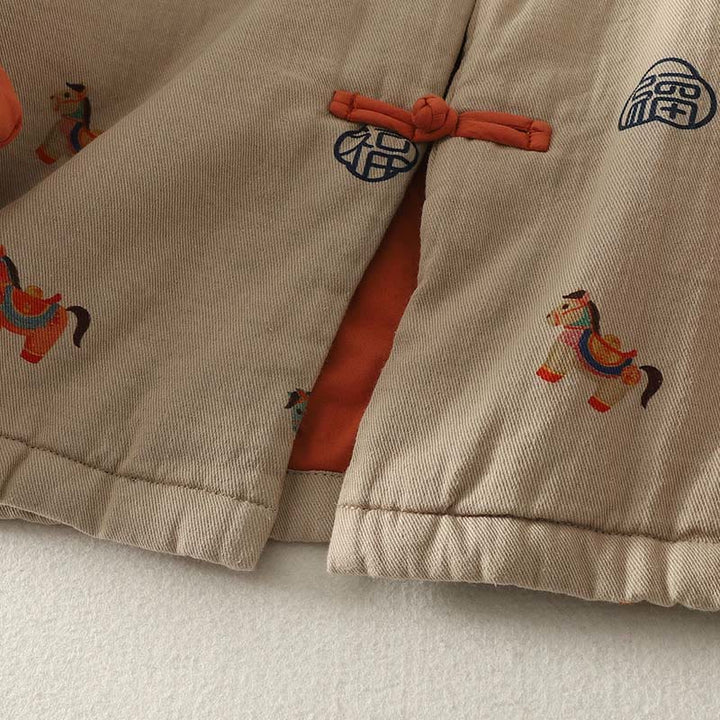 Damen-Baumwolljacke mit langen Ärmeln, dicker Verarbeitung, Buddha Stones -Pferd-Fu-Motiv, Froschknopf-Design - image 17