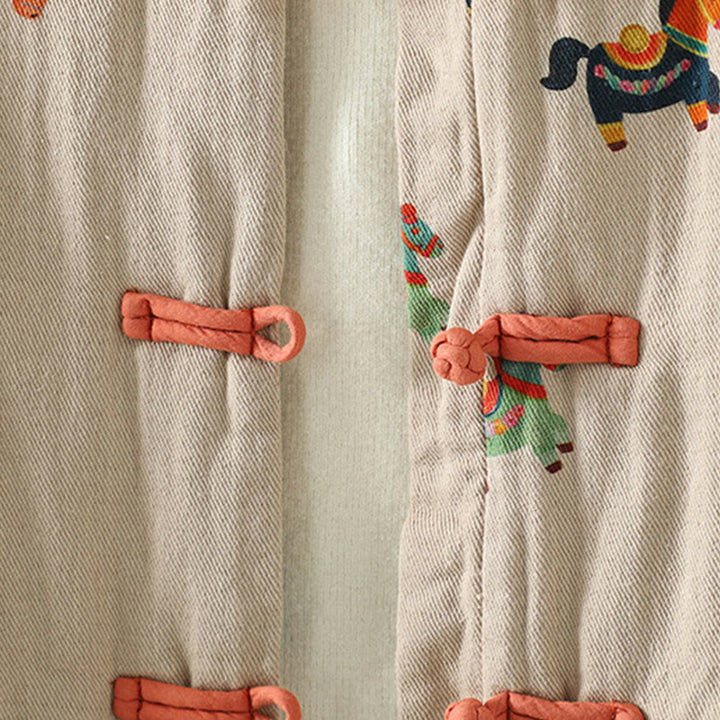 Damen-Baumwolljacke mit langen Ärmeln, dicker Verarbeitung, Buddha Stones -Pferd-Fu-Motiv, Froschknopf-Design - image 9