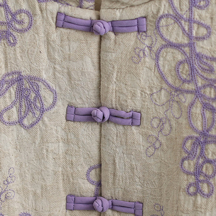 Buddha Stones Damen Winterjacke mit langen Ärmeln, Stehkragen, Froschknöpfen, Baumwollwattierung und Taschen - image 12