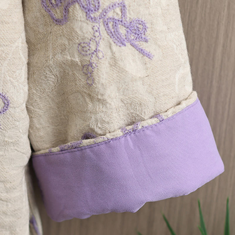 Buddha Stones Damen Winterjacke mit langen Ärmeln, Stehkragen, Froschknöpfen, Baumwollwattierung und Taschen - image 16