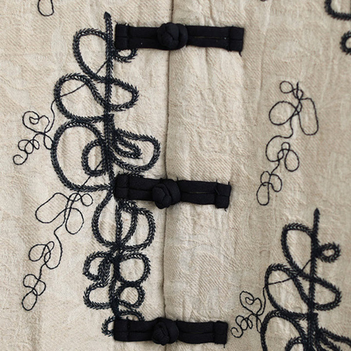 Buddha Stones Damen Winterjacke mit langen Ärmeln, Stehkragen, Froschknöpfen, Baumwollwattierung und Taschen - image 22