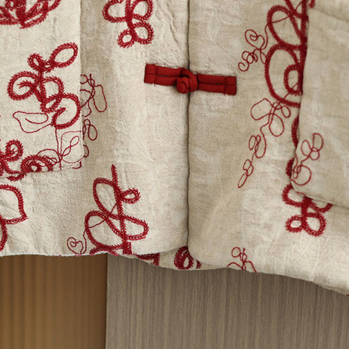 Buddha Stones Damen Winterjacke mit langen Ärmeln, Stehkragen, Froschknöpfen, Baumwollwattierung und Taschen - image 5