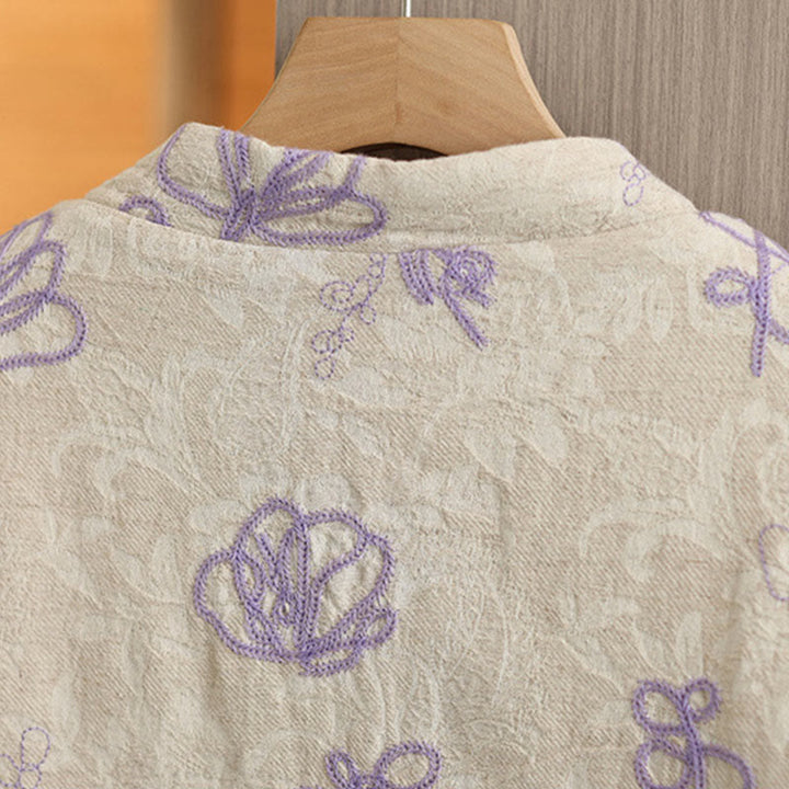 Buddha Stones Damen Winterjacke mit langen Ärmeln, Stehkragen, Froschknöpfen, Baumwollwattierung und Taschen - image 10