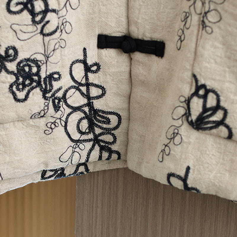 Buddha Stones Damen Winterjacke mit langen Ärmeln, Stehkragen, Froschknöpfen, Baumwollwattierung und Taschen - image 25