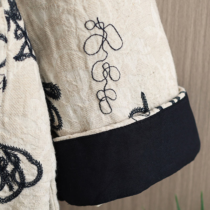 Buddha Stones Damen Winterjacke mit langen Ärmeln, Stehkragen, Froschknöpfen, Baumwollwattierung und Taschen - image 24