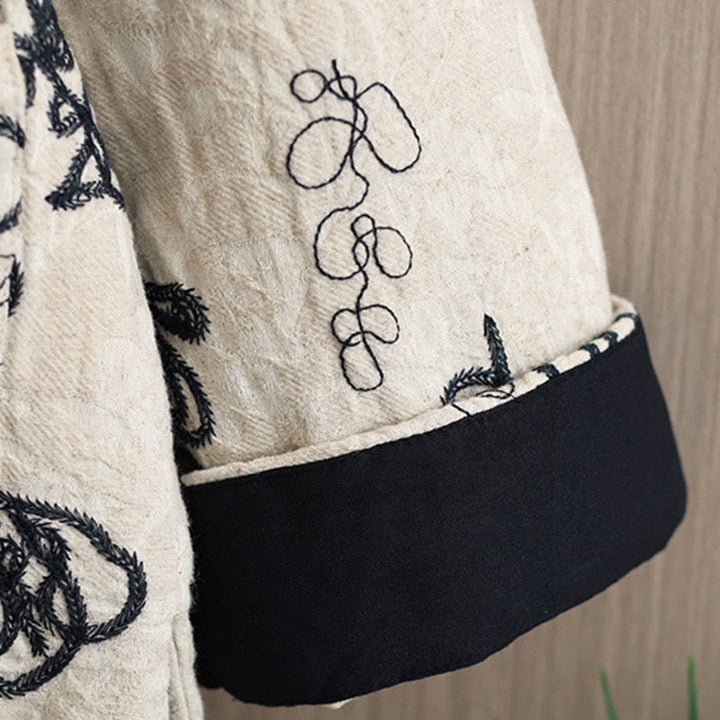 Buddha Stones Damen Winterjacke mit langen Ärmeln, Stehkragen, Froschknöpfen, Baumwollwattierung und Taschen - image 24