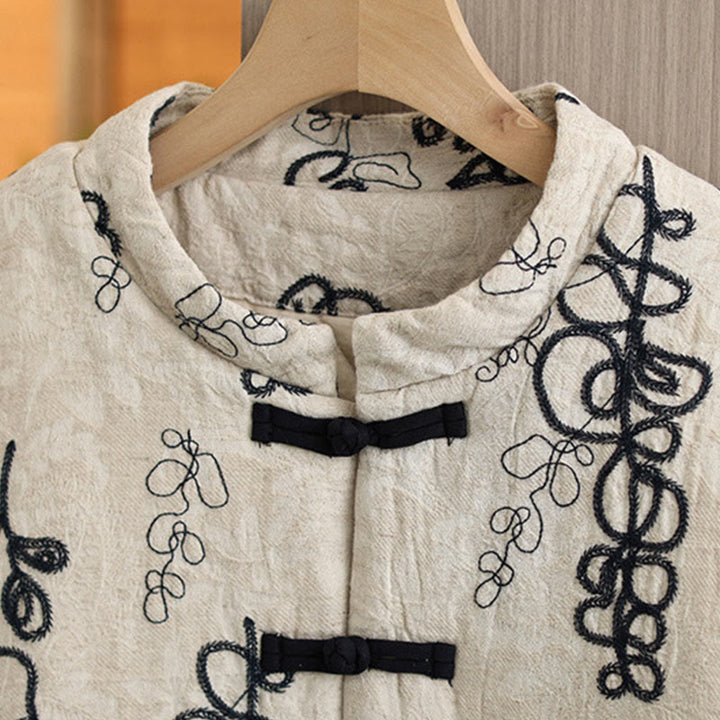 Buddha Stones Damen Winterjacke mit langen Ärmeln, Stehkragen, Froschknöpfen, Baumwollwattierung und Taschen - image 20