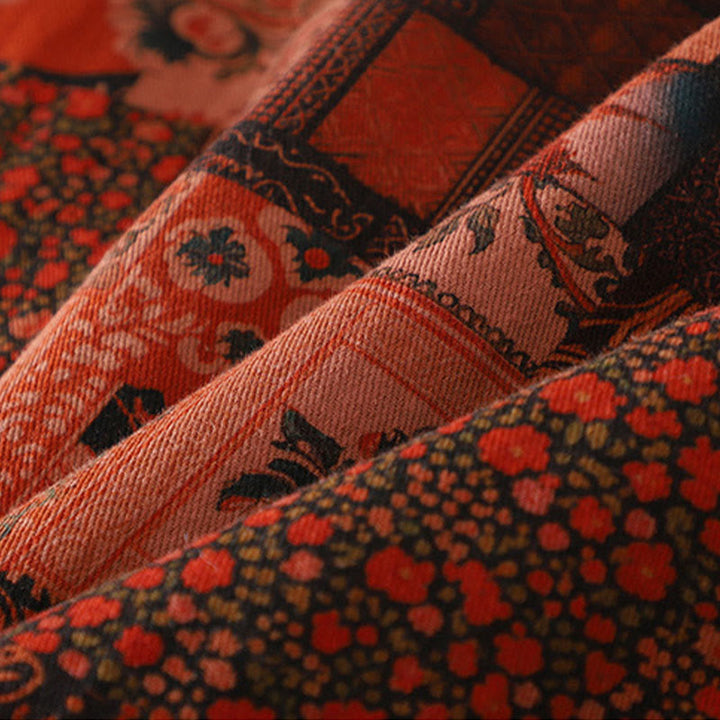 Buddha Stones Damen-Thermojacke aus Baumwolle mit ethnischem Blumenmuster, langen Ärmeln und Froschknöpfen - image 7