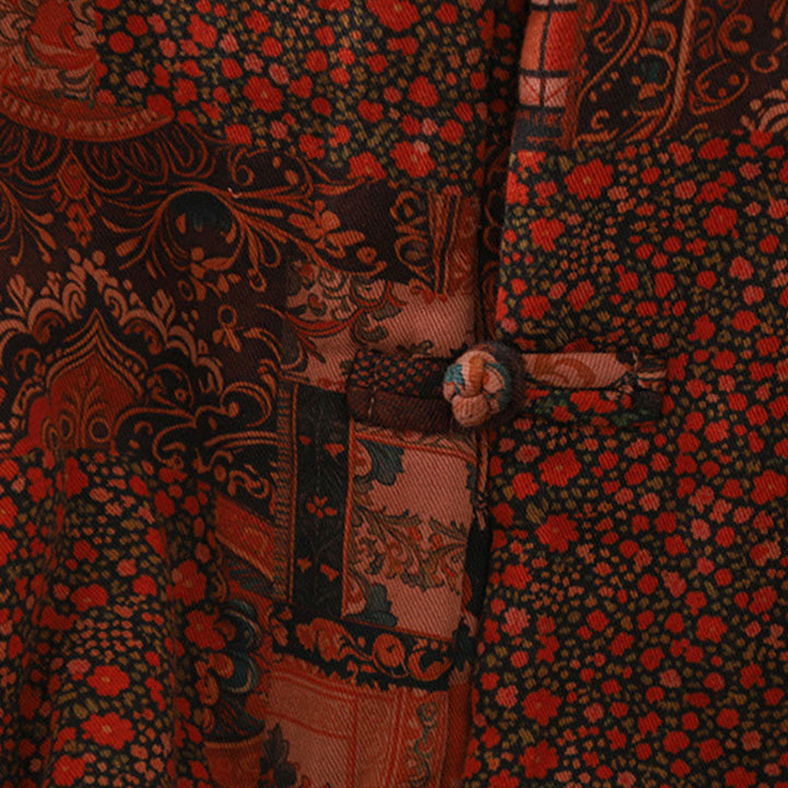 Buddha Stones Damen-Thermojacke aus Baumwolle mit ethnischem Blumenmuster, langen Ärmeln und Froschknöpfen - image 8