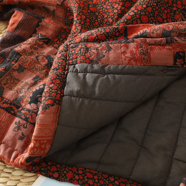 Buddha Stones Damen-Thermojacke aus Baumwolle mit ethnischem Blumenmuster, langen Ärmeln und Froschknöpfen - image 11