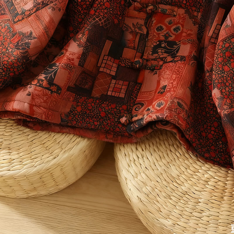 Buddha Stones Damen-Thermojacke aus Baumwolle mit ethnischem Blumenmuster, langen Ärmeln und Froschknöpfen - image 10