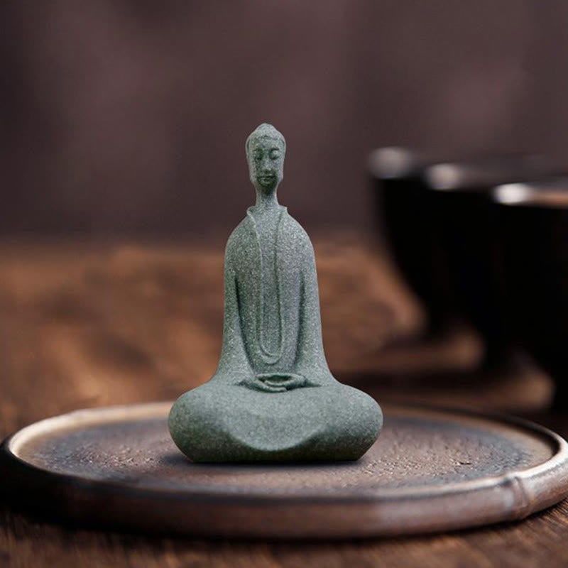 Buddha Stones -Statue aus Sandstein, Meditationsfigur, Schreibtischdekoration, 6 x 4,5 x 9,5 cm - image 1