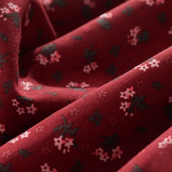 Buddha Stones, florales Spitzen-Patchwork-Design, langärmeliges Cord-Midikleid mit Taschen - image 5