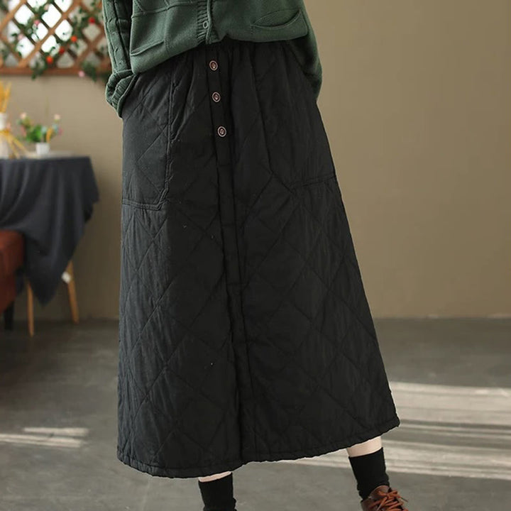 Buddha Stones Damen-Baumwollrock, schlicht, wattiert, Thermorock, Länge 7-8, mit Taschen - image 10