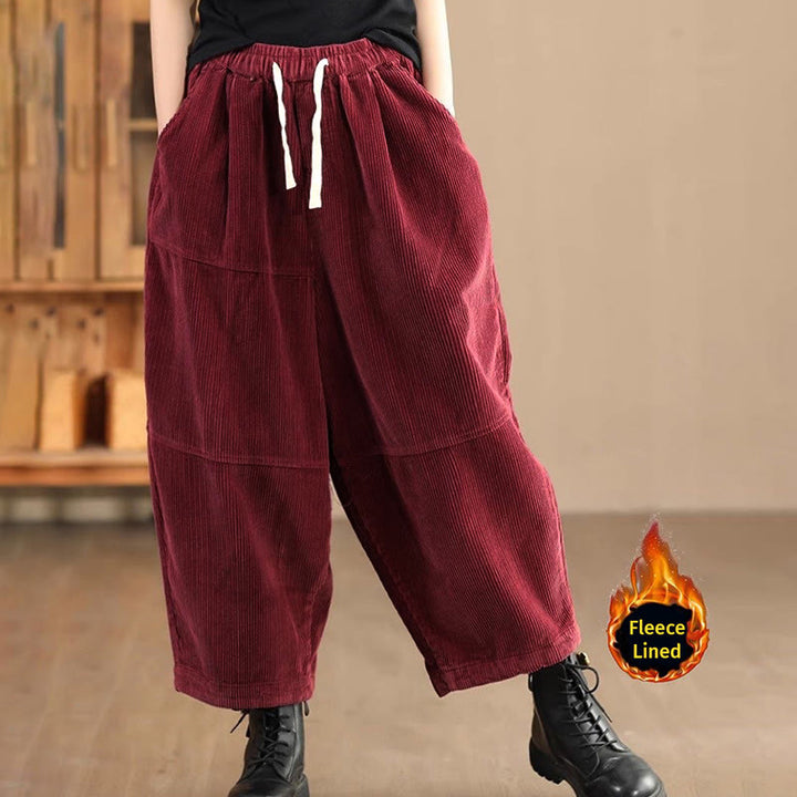 Buddha Stones Damenhose aus Baumwollcord mit Kordelzug und Thermofleecefutter und Taschen - Feuerfestziegel (mit Vlies ausgekleidet) - US14, UK/AU18, EU46 (4XL) - image 9