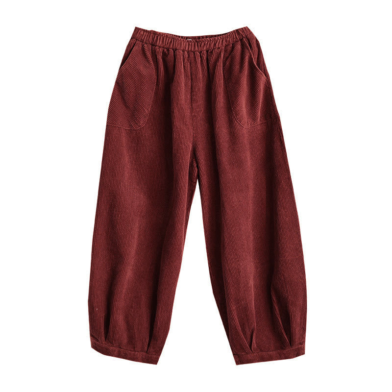 Buddha Stones Damen-Haremshose aus Cord mit Taschen und einfarbigem elastischem Bund - image 21