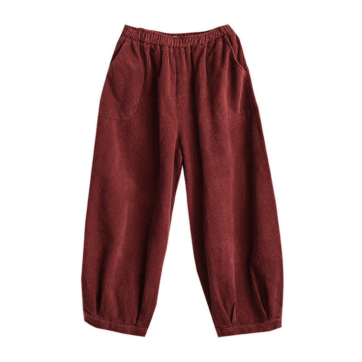 Buddha Stones Damen-Haremshose aus Cord mit Taschen und einfarbigem elastischem Bund - image 21
