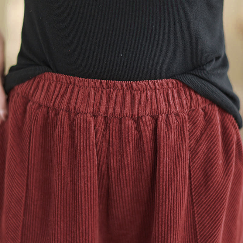 Buddha Stones Damen-Haremshose aus Cord mit Taschen und einfarbigem elastischem Bund - image 18