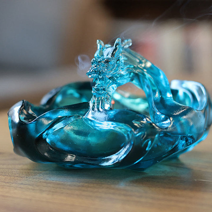 Buddha Stones, handgefertigter blauer Drache, Liuli-Kristallkunstwerk, Erfolgsdekoration für Zuhause oder Büro - image 1